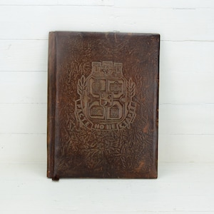 Carpeta grande de cuero marrón, Cartera de cuero, Estuche de cuero antiguo, Organizador de documentos, Carpeta de mano, Accesorio de oficina, Idea de regalo