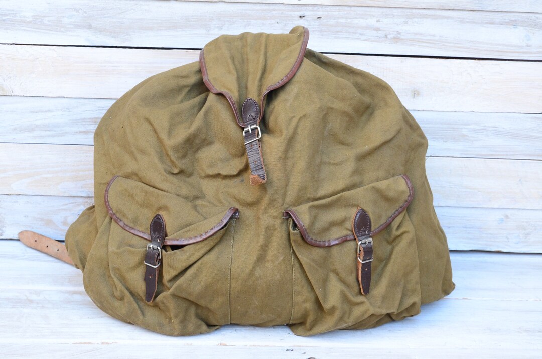 Canvas Backpack Old Green Canvas Backpack Tourist Canvas Backpack