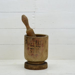 Old wooden middle mortar - Vintage primitive wooden mortar - Pestle or spices or garlic - Old wooden mortar