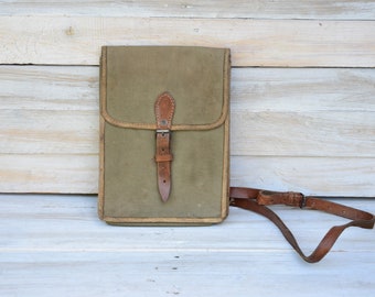 Bolsa de lona de oficial militar vintage - Antigua bolsa de mensajero búlgaro - Bolsa de lona verde de oficial - Bolsa de lona - Regalo para él