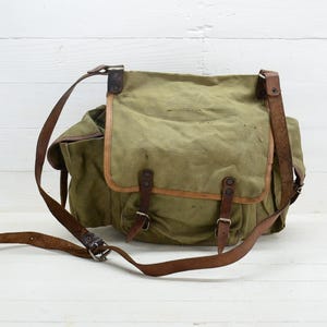 Sac en toile militaire vert - Sac en toile de l'armée soviétique - Ancien sac messager - Cartable - Sac vert armée - Sac à dos - Idée cadeau