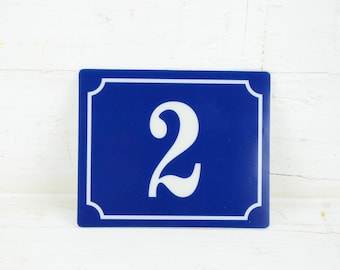 Vintage Französische blaue Hausnummer - Türnummer 2 - Selbstklebende Nummer 2 - Schild Nummer 2 - Selbst - Klebefolie mit Nummer 2 - Nummer 2