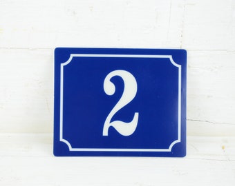 Vintage French blue house number - Door number 2 - Self- adhesive number 2 - Sign number 2 - Self - adhesive foil with number 2 - Number 2