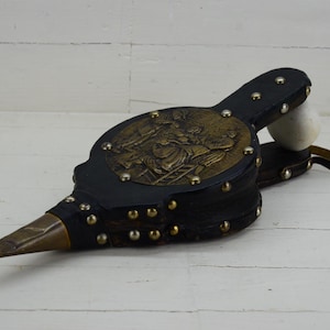 Old blower bellows for fir - Vintage bellows - Wooden fire bellows - Leather bellows - Fire