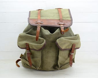 Vintage 1960s Canvas Military Backpack: Leather Straps, USSR Made - Etsy Vintage 1960s Canvas Military Backpack: Leather Straps, USSR Made - Etsy