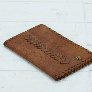 Cartera de cuero de hombre viejo - Cartera de cuero vintage - Cartera marrón claro de cuero genuino - Cartera de cuero de mano