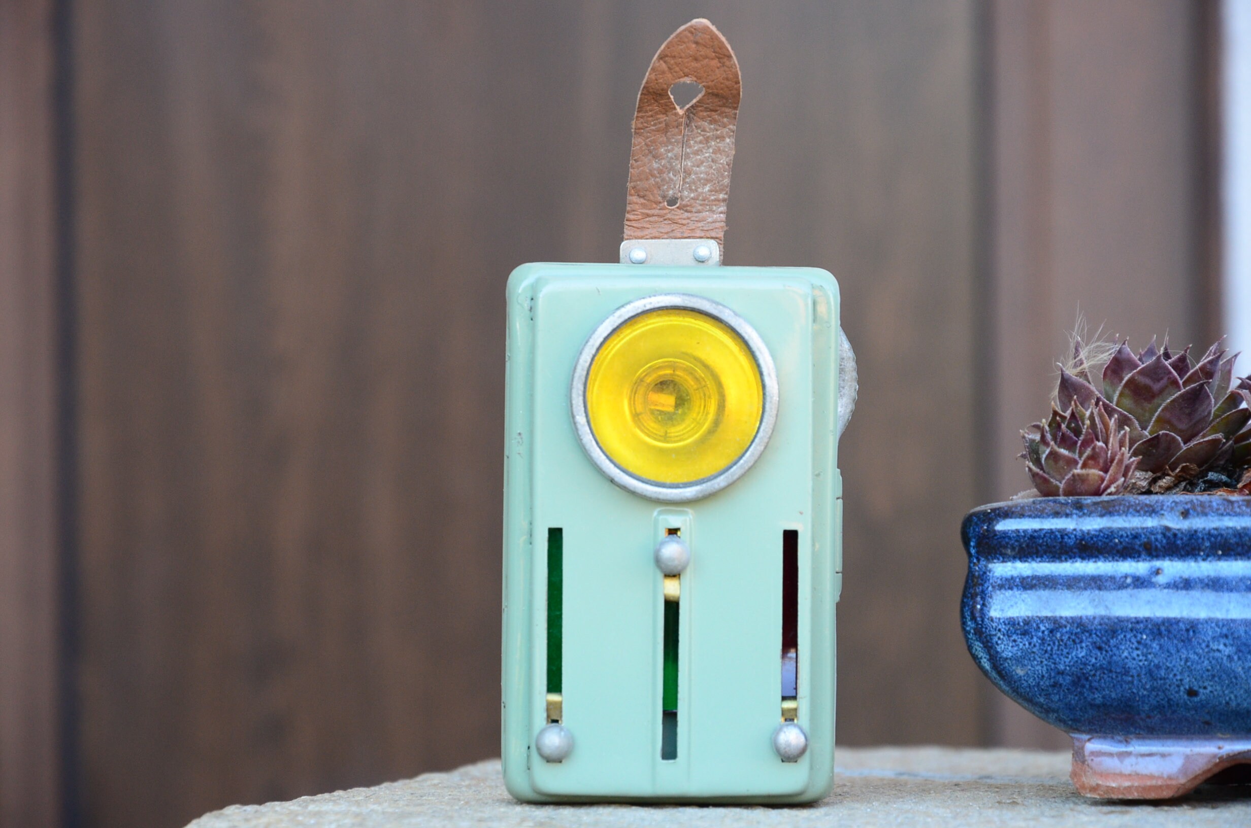Vintage Green Army Lantern - Old Military Pocket Flashlight