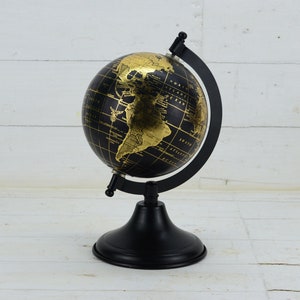 Petit globe noir - Globe en métal - Globe terrestre - Globe terrestre - petite boule vintage - Globe de bureau - Globe d'école - Idée cadeau