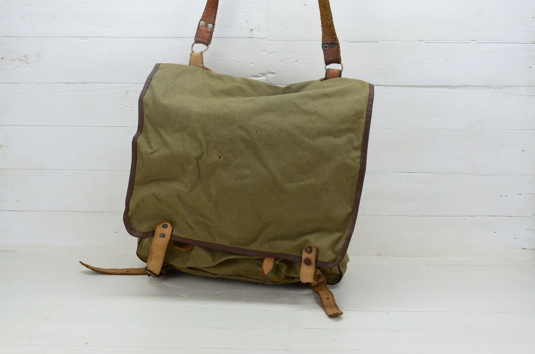 Green Military Canvas Bag - Soviet Army Canvas Bag - Old Messenger Green Military Canvas Bag - Soviet Army Canvas Bag - Old Messenger