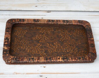 Vintage wooden tray - Handmade platter - Coffee tray - Wooden serving tray - Tray