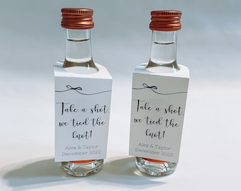 Customizable Take a Shot We Tied The Knot Tags Wedding Party Favor | Wedding Favor Tag in Bulk | Mini Shot Bottle Tags | Shot Favor Tag