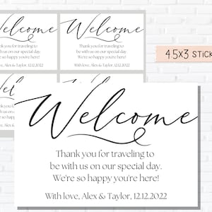 Welcome Traveling Guests Wedding Sticker | Gift Bag Stickers Only | Destination Wedding Guest Gifts Stickers | 3&quot; Stickers for Thank You Bag