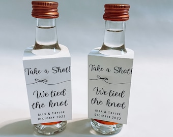 Customizable Take a Shot We Tied The Knot Tags Wedding Party Favor | Wedding Favor Tag in Bulk | Mini Shot Bottle Tags | Shot Favor Tag