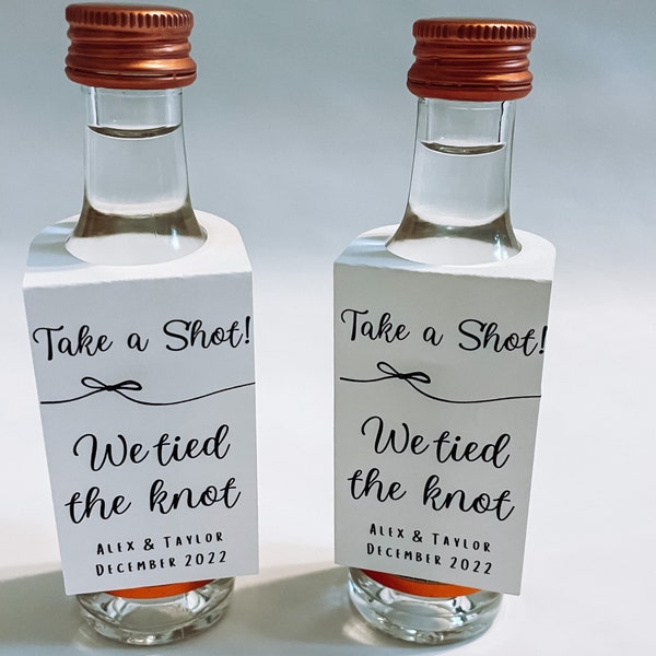 Customizable Take a Shot We Tied The Knot Tags Wedding Party Favor | Wedding Favor Tag in Bulk | Mini Shot Bottle Tags | Shot Favor Tag