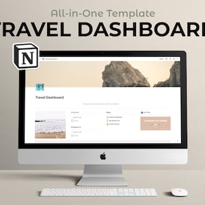 Notion All-in-One Travel Dashboard, Travel Notion Template, Notion Travel Itinerary Template, Notion Template Aesthetic