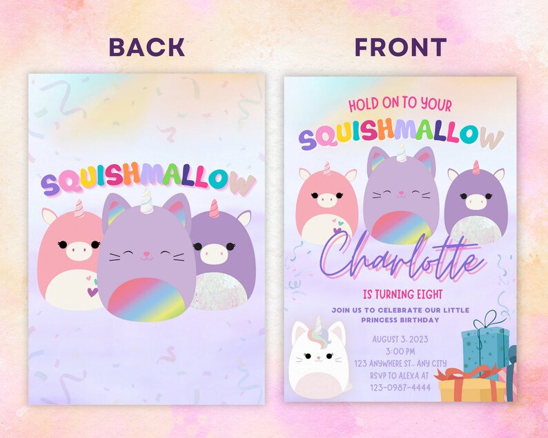 Squishmallow Birthday Invitation Squishy - Etsy