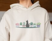 Cats and Plants Hoodie-Shirt, Plant lady, Plant lover, Gardener Shirt, Shirts for Cat Lover, succulent plants shirt, plant lover gift Hoodie