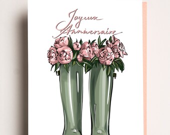 carte de vœux Joyeux Anniversaire avec enveloppe