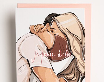 "I'm thinking of you" greeting card, gift card with envelope, best friend, friendship card, love card