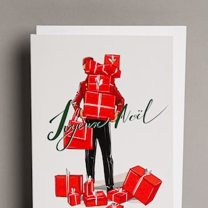 Buon Natale, Cartolina di auguri di Natale con carta seminata, Buone Feste, Illustrazione di Babbo Natale
