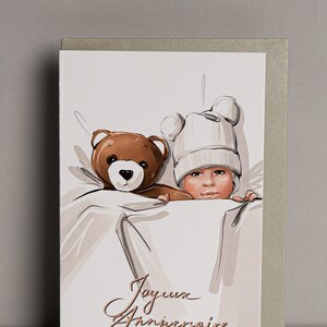 Baby greeting card. It is a daughter card. It's a boy card. Baby's first greeting card.