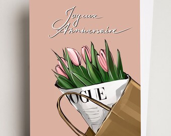 carte de vœux Joyeux Anniversaire avec enveloppe