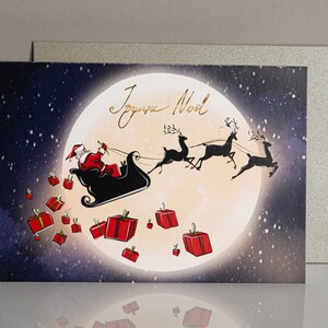 Joyeux Noël, carte de voeux Noel en papier ensemencé,  joyeuses fêtes, illustration père noel