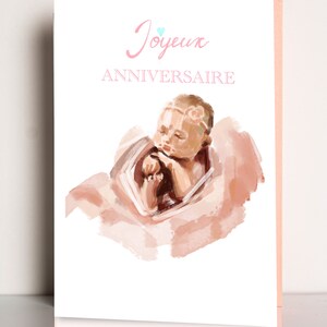 carte de bébé Joyeux Anniversaire style aquarelle,wellcome baby,its a girl
