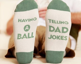 Funny Sports Socks: 'Having a Ball Telling Dad Jokes' Novelty Socks