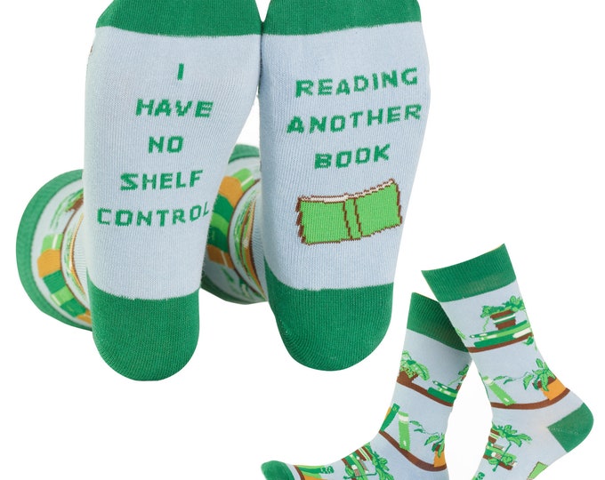 Reading Another Book- I Have No Shelf Control, Book Socks, Women’s Socks, Gifts for Book Lovers, Gifts for Readers