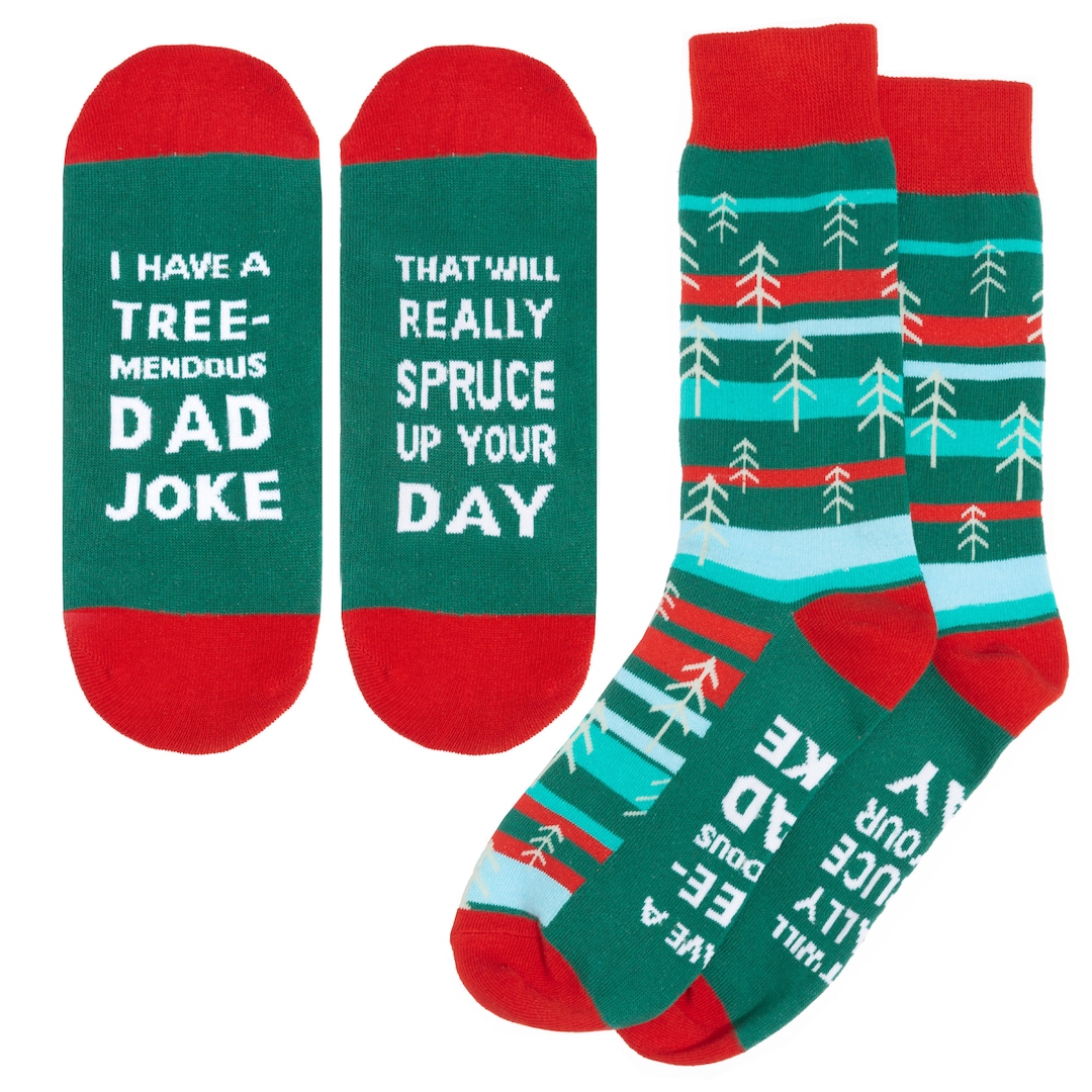 Dad Jokes Christmas Novelty Dress Socks With Joke, 1 Pair of Funny