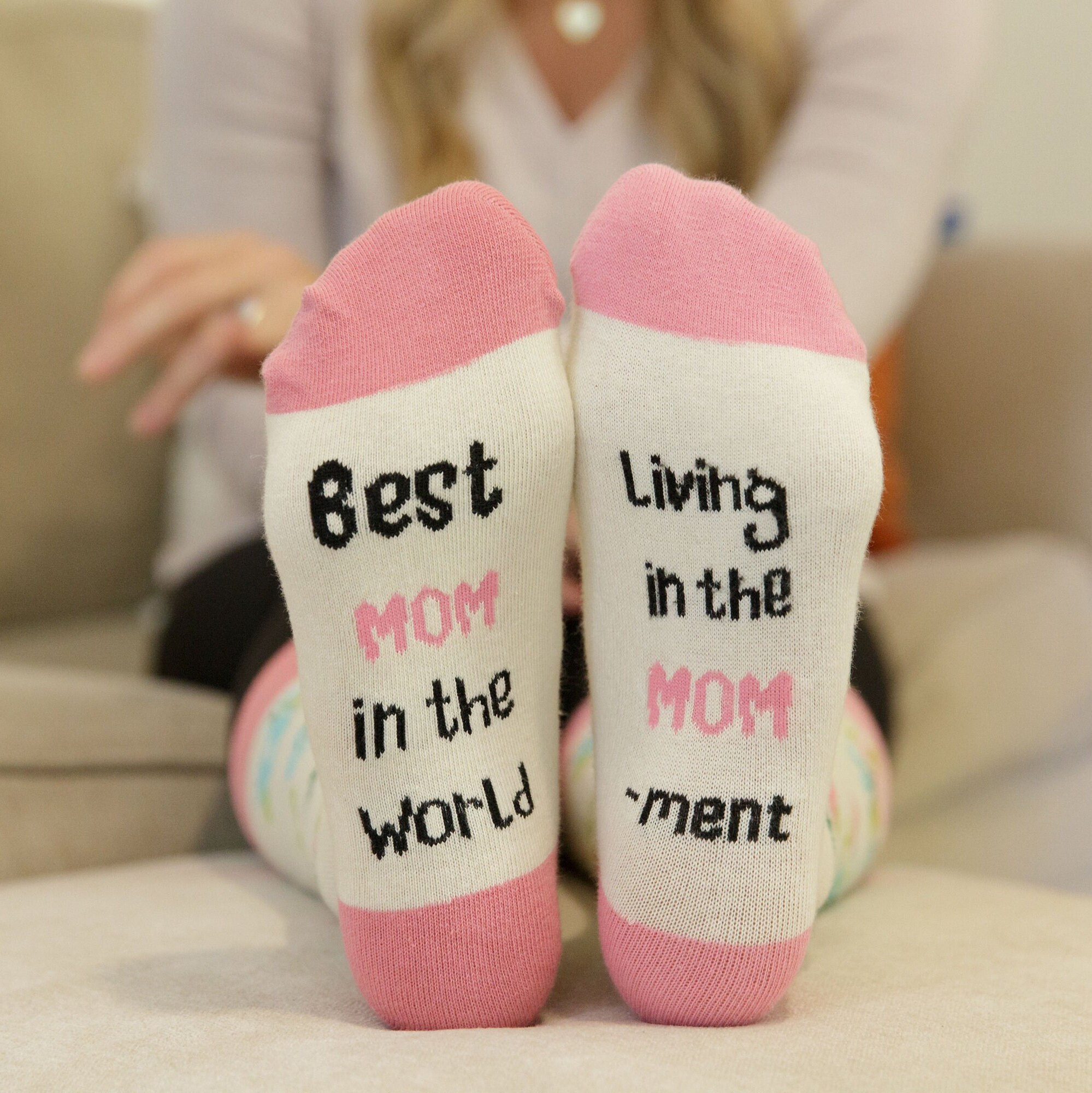 Best Mom in the World - Living in the MOMent, Women’s Socks, Gifts for Moms