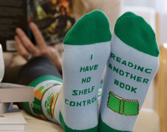 Reading Another Book- I Have No Shelf Control, Book Socks, Women’s Socks, Gifts for Book Lovers, Gifts for Readers