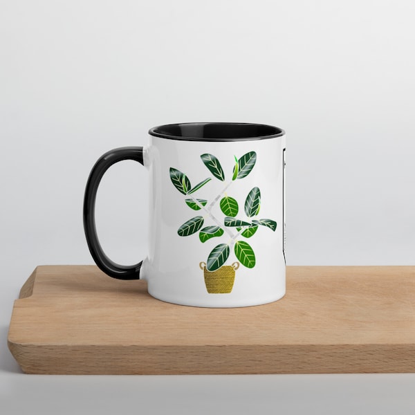 Ficus benghalensis 'Audrey' Sacred Fig Tree Houseplant Mug with Color Inside