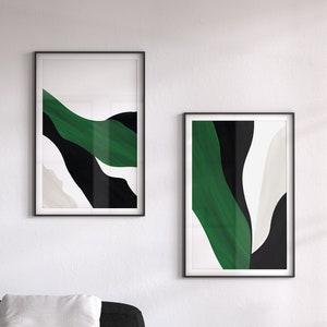 Impresión de arte abstracto esmeralda, arte esmeralda, arte abstracto verde, decoración verde esmeralda, juego de 2 impresiones de arte abstracto moderno para imprimir