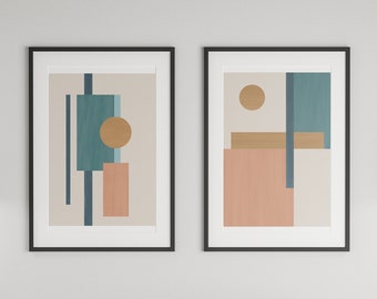 Geometric Shapes Art Print, Scandinavian Modern Wall Decor (Digital Download)