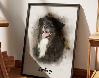 Custom Watercolor Pet Portrait, Dog Memorial Keepsake (Digital Download)