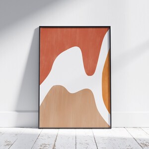 Arte de pared en tonos tierra, arte de pared minimalista, arte de pared imprimible, juego de arte de pared en tonos óxido, arte de pared en terracota