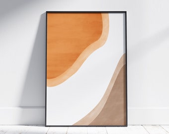 Arte mural moderno en terracota, lámina abstracta en tonos tierra (descarga digital)