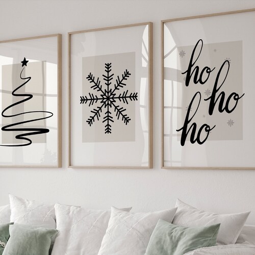 Set of 3 Christmas Wall Art Christmas Printable Wall Art Etsy