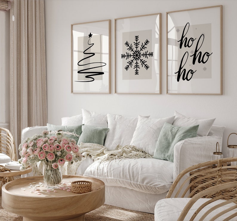 Set of 3 Christmas Wall Art Christmas Printable Wall Art - Etsy