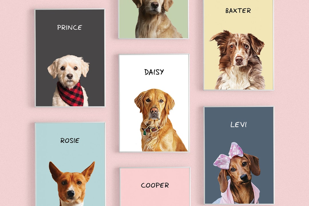 Custom Pet Portrait From Photo PRINTABLE Wall Art, Personalized Dog