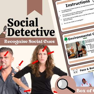 Social Skill Detective Activity, Learn Facial Expressions, Body Language, Inferences, Environmental Contexts to make Friends | ASD, ADHD, OT
