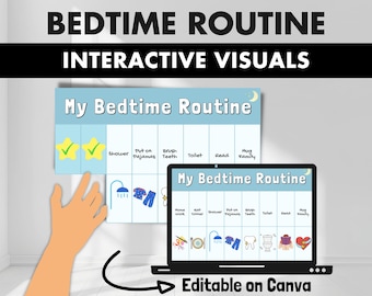 Bedtime Routine Visual Schedule | Editable | ASD, ADHD Night Time Routine Chart