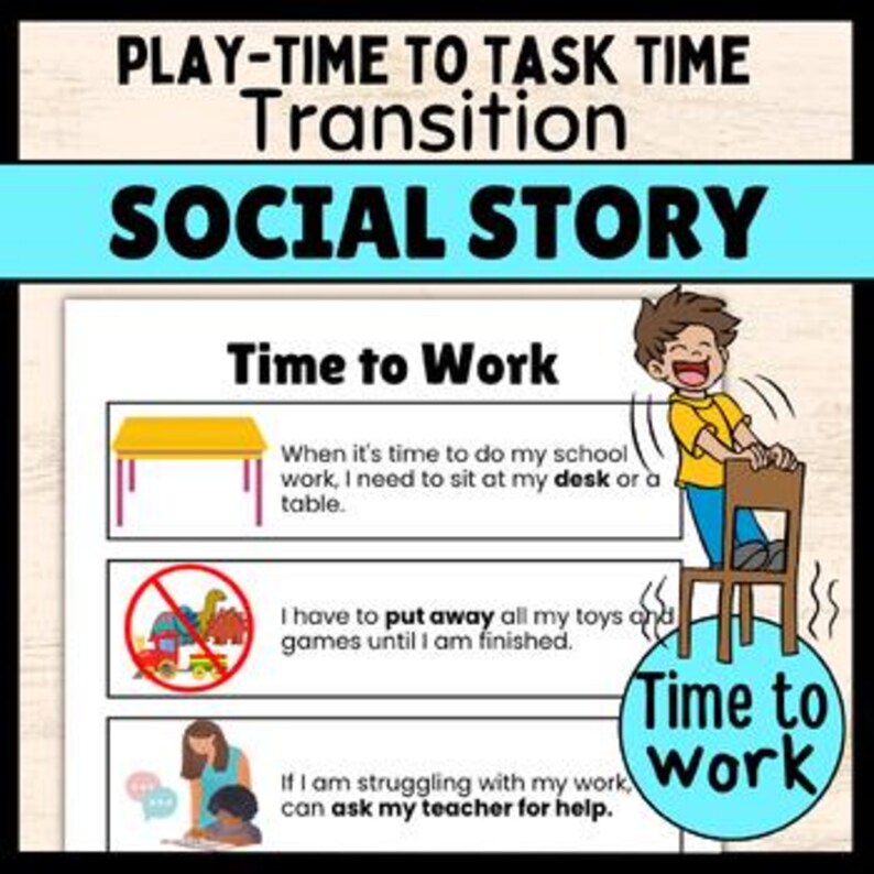 Task Refusal & Transitions Social Story "time to Work" for Special ...