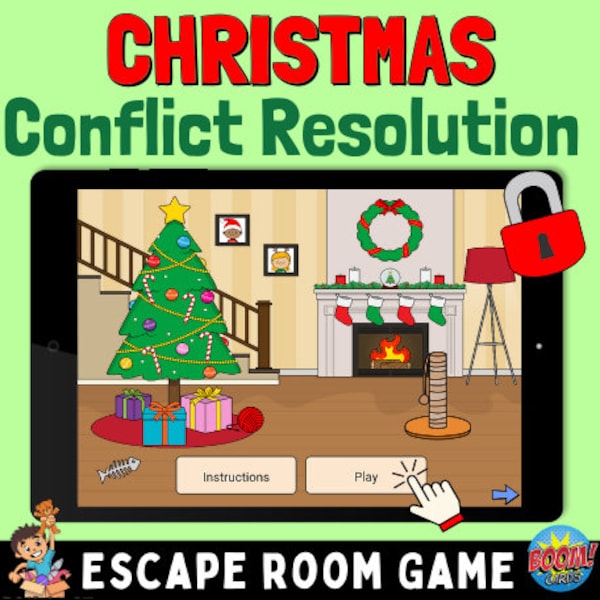 Christmas Social Skill Game: Conflict Resolution, Escape Room, Teens, Autism, Special Education, Social Emotional Learning, OT, Boom Cards