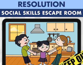 Family Conflict Escape Room, Conflict Resolution Social Skills Game, Autism Special Ed OT, Digital Boom Cards
