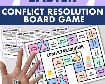 Easter Conflict Resolution Board Game, Social Skills Problem Solving, Autism Special Ed OT, Printable Holiday Therapy Activity