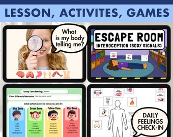 Interoception Mega Activity Bundle, Body Awareness, Coping Skills, Self Regulation, Escape Room, Autism, OT Boom Cards Educational Games