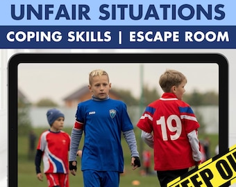 Self regulation & Unfair situations Coping Skills Activity| SEL Escape Room (Boom Learning Game)